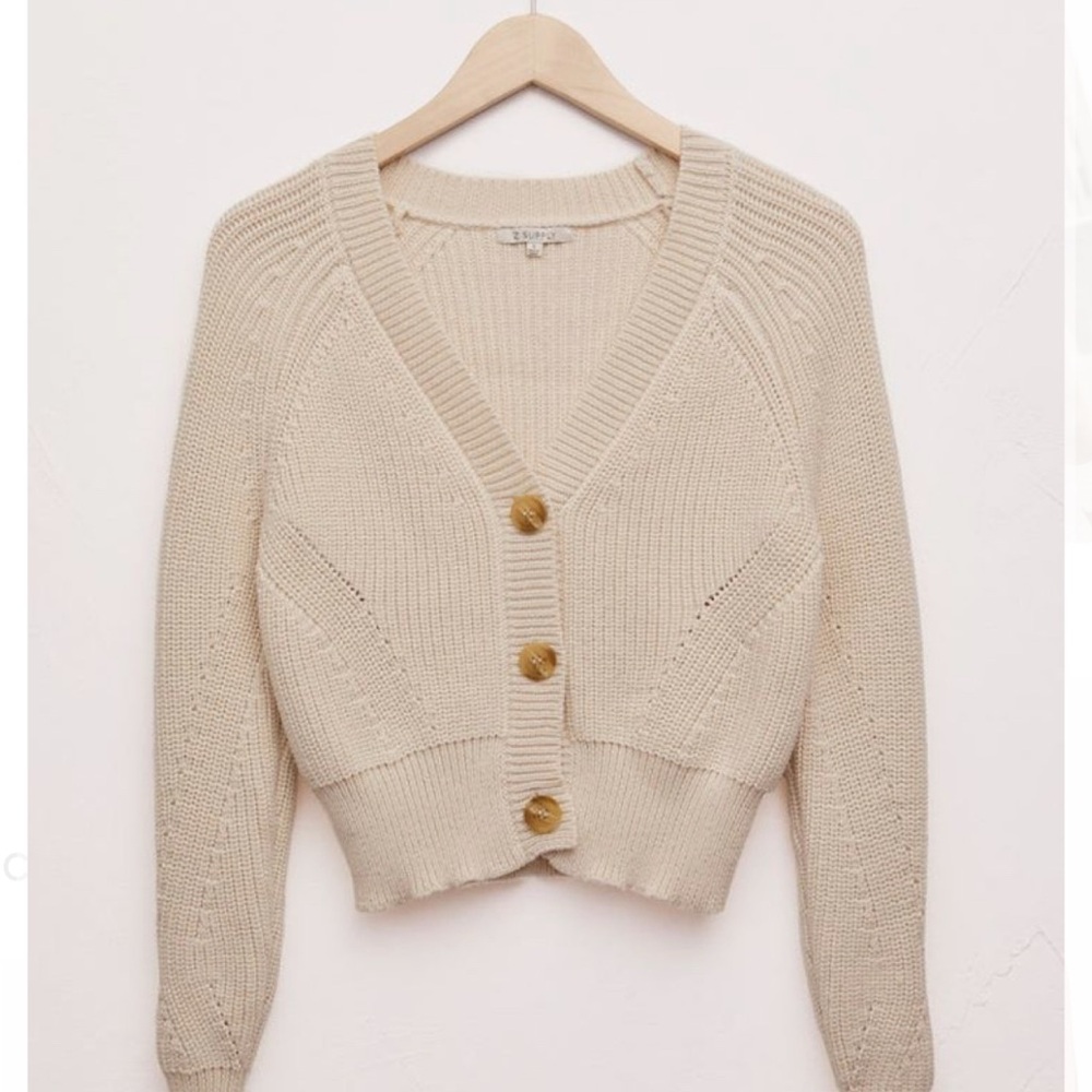 Z Supply Brit Cropped Cardigan Alabaster Small